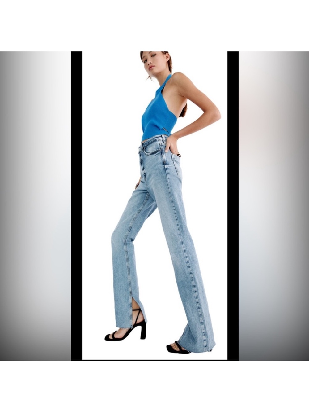 Zara Light Blue Straight Leg Jeans